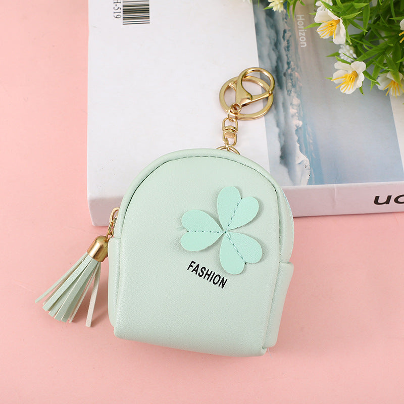 Wholesale PU Flower Leather Coin Purse Keychain